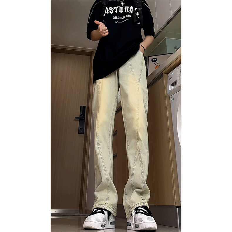 B221美式ins高街暗黑小众拼接修身牛仔裤LK24157-P60控78,男装牛仔裤,电商B221
