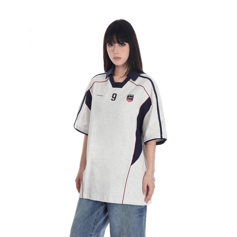 美式痞帅短袖t恤赛车服男ins夏季加肥大码潮牌宽松翻领半袖polo衫，男装Polo衫，星座1210-1