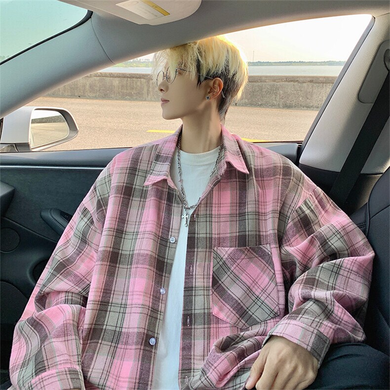 衬衫男2025春季新款港风格子休闲长袖衬衣CS606-特P28无差价，男装衬衫，星座214-3