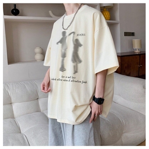 潮模糊影子重磅纯棉短袖oversize休闲趣味情侣T恤百搭GA5562 P30图片