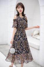 现货供应：高端大气漏肩连衣裙M一XXL，女装连衣裙，拉思维加丝