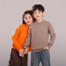 双股童装半高领男女同款纯色舒适羊毛衫，童装儿童羊毛衫，拓晨羊绒
