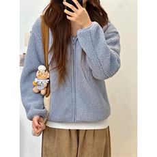 羊羔毛连帽外套130-GS06-P65成分100聚酯纤维，女装短外套，星座1302