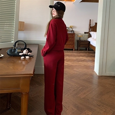 区区翻领开衫外套女冬季内搭慵懒风针织衫毛衣宽松打底衫上衣，女装套装/套裙，江南
