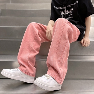 2022美式复古水洗粉色牛仔裤男女夏季款高街ins潮N0145-P48图片