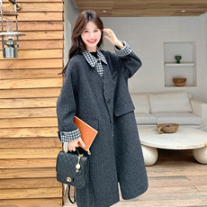 新款格子毛呢外套羽绒内胆762-P285-K398，女装毛呢外套，2C108