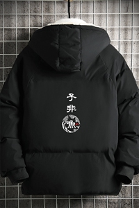 MY16070-P100 加厚加绒连帽衣男大码服男面包服男 网格挂拍图片