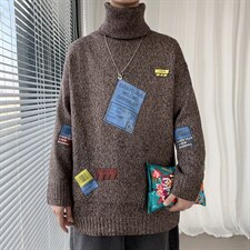！冬季潮牌加厚高领印花毛衣男百搭潮流针织衫毛线衣GM603P60，男装针织衫/毛衣，电商B220