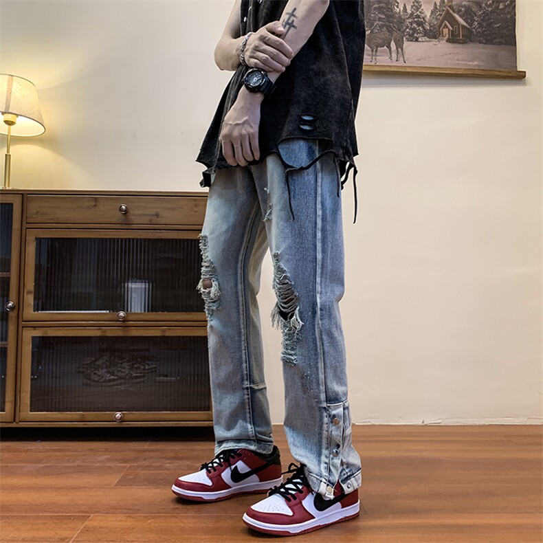 高街美式vibe风裤子2023新款小众设计感牛仔裤炸街N08812-P45,男装牛仔裤,星座308B-1