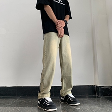裤子男牛仔裤男宽松阔腿美式街头高街vibe潮牌休闲长裤N08832-P45，男装牛仔裤，星座308B-1