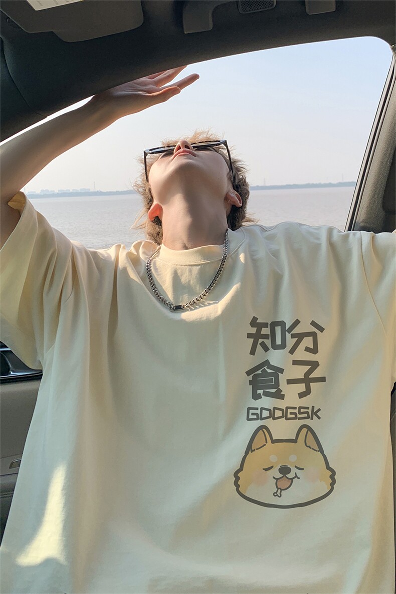 已注册/夏季外景知食分子印花短袖T恤男重磅宽松打底DT00147/P25,男装T恤,电商B316