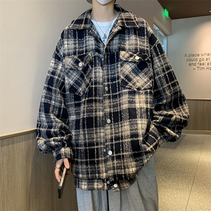 A896-P55 2024春秋季小香格子外套新款潮牌夹克千鸟格衣服男士图片