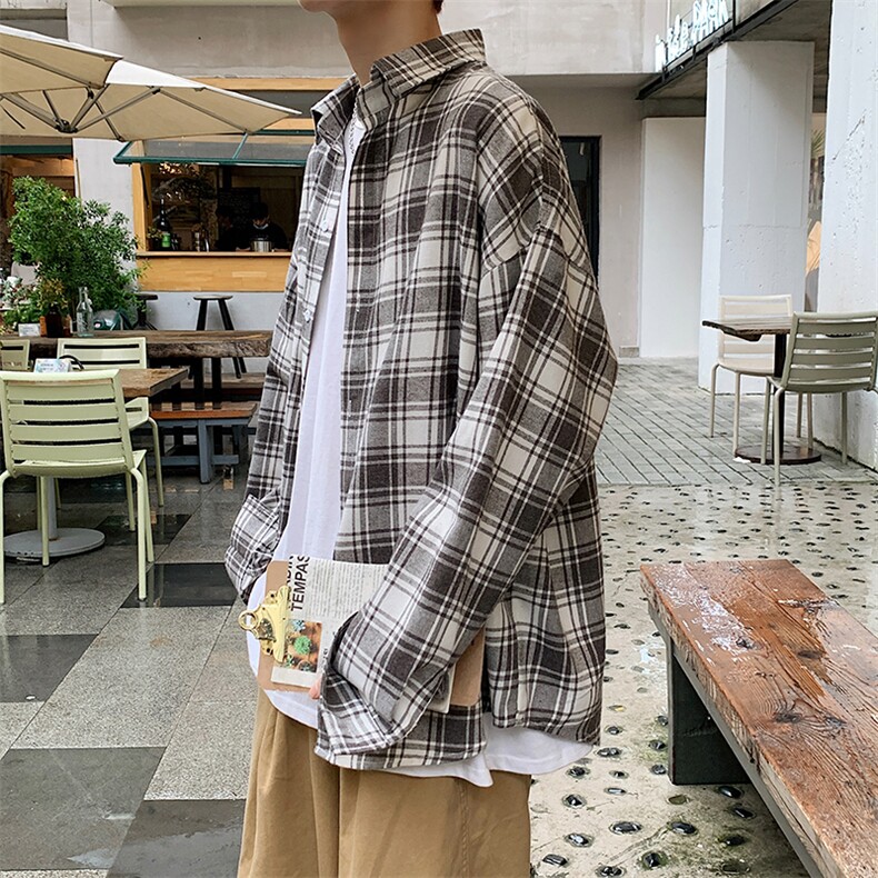 男青少年休闲格。。子衬衫百搭长袖衬衫CS02,男装衬衫,电商A132（原电商B245）