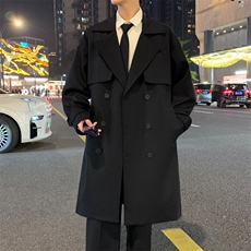 现货中长款大衣男2025新款春季外套高级感英伦风衣F02525-P98，男装风衣，星座308B-2