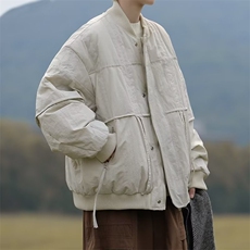 潮牌纯色拼接棉服男女冬季街头宽松加厚棒球服保暖外套JY63-P95，男装棉衣，星座1001-1