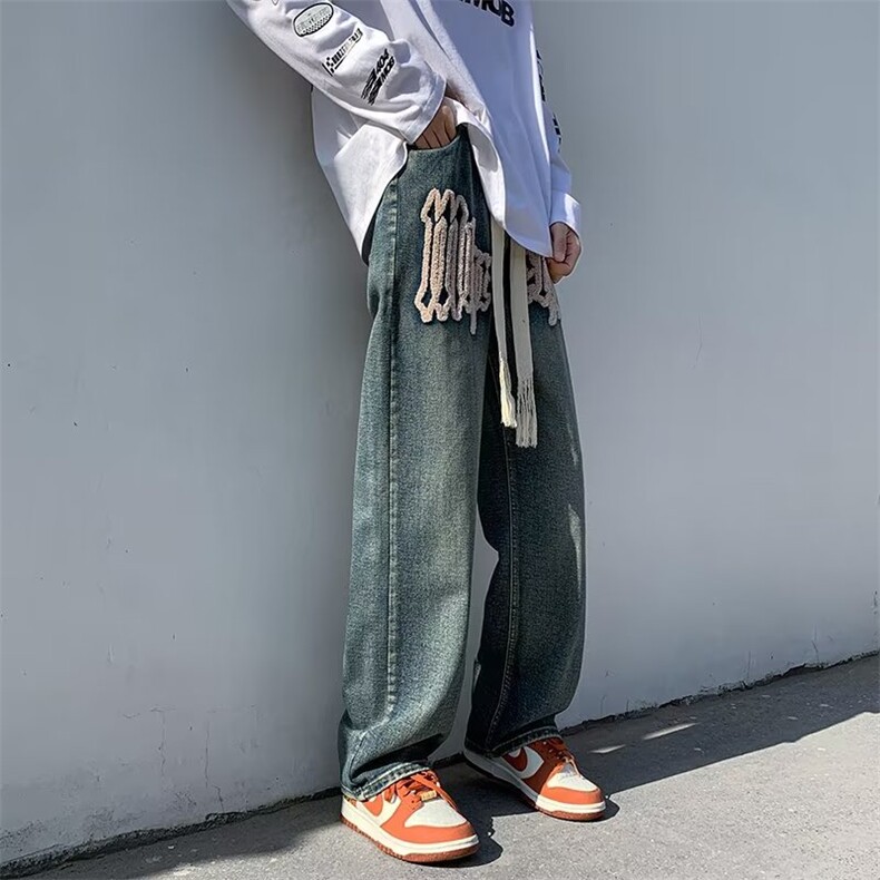 青春流行ins男直筒水洗牛仔裤P45,男装牛仔裤,星座1116-2