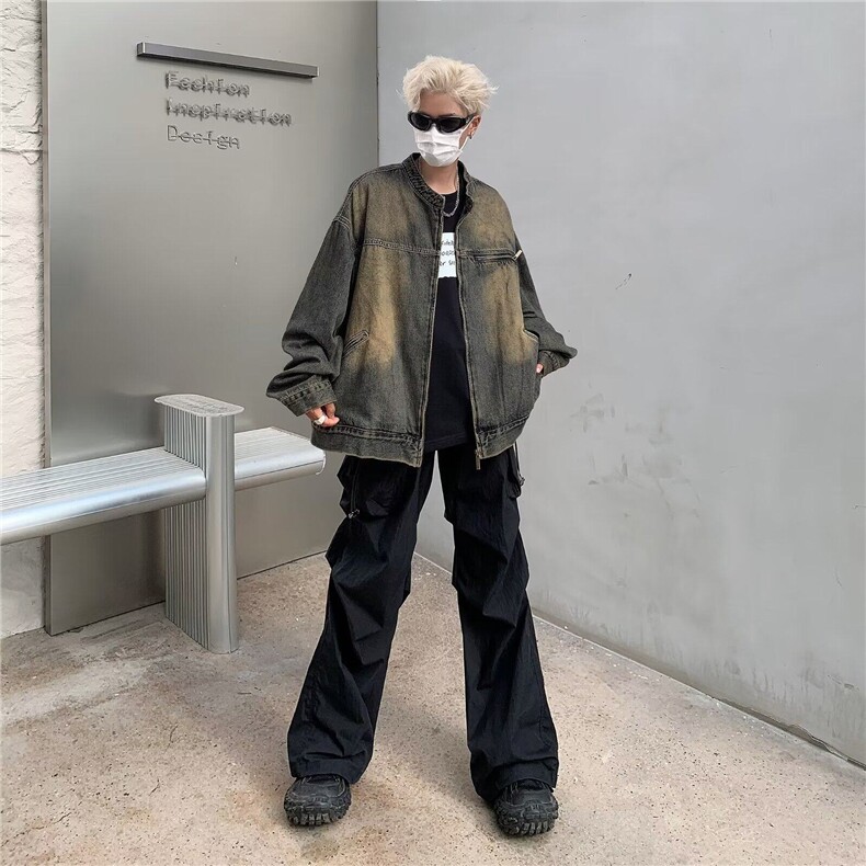 DJK8932-P68牛仔外套男春秋水洗做旧痞帅潮牌欧美街头飞行员夹克,男装夹克,星座603-2