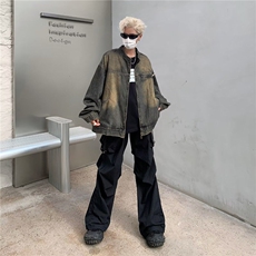 DJK8932-P68牛仔外套男春秋水洗做旧痞帅潮牌欧美街头飞行员夹克，男装夹克，星座603-2