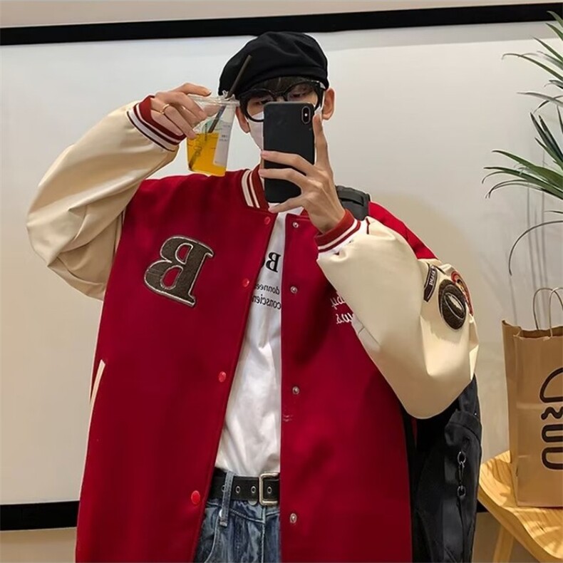 2025棒球服男秋季美式复古痞帅外套港风ins潮牌宽松百搭情侣夹克,男装夹克,星座1210-1