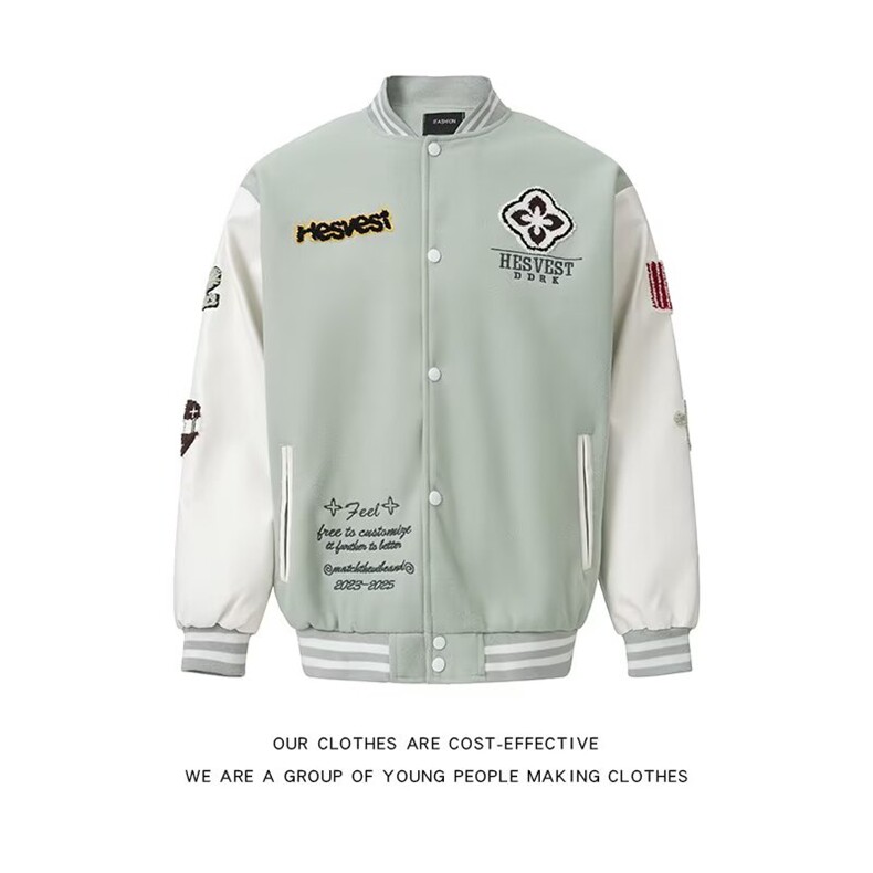 毛巾刺绣棒球服男外套春潮流运动美式保暖上衣休闲夹克W6846-P62,男装夹克,星座412-3