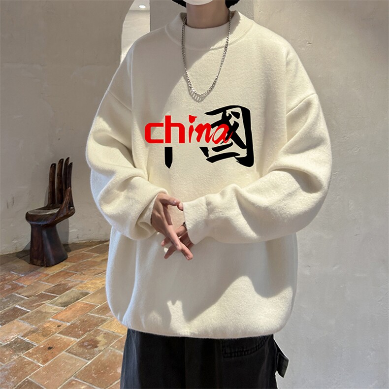 控68半高领毛衣男士大码针织衫男毛线衣男 M18189-P45 加绒款-P65图片