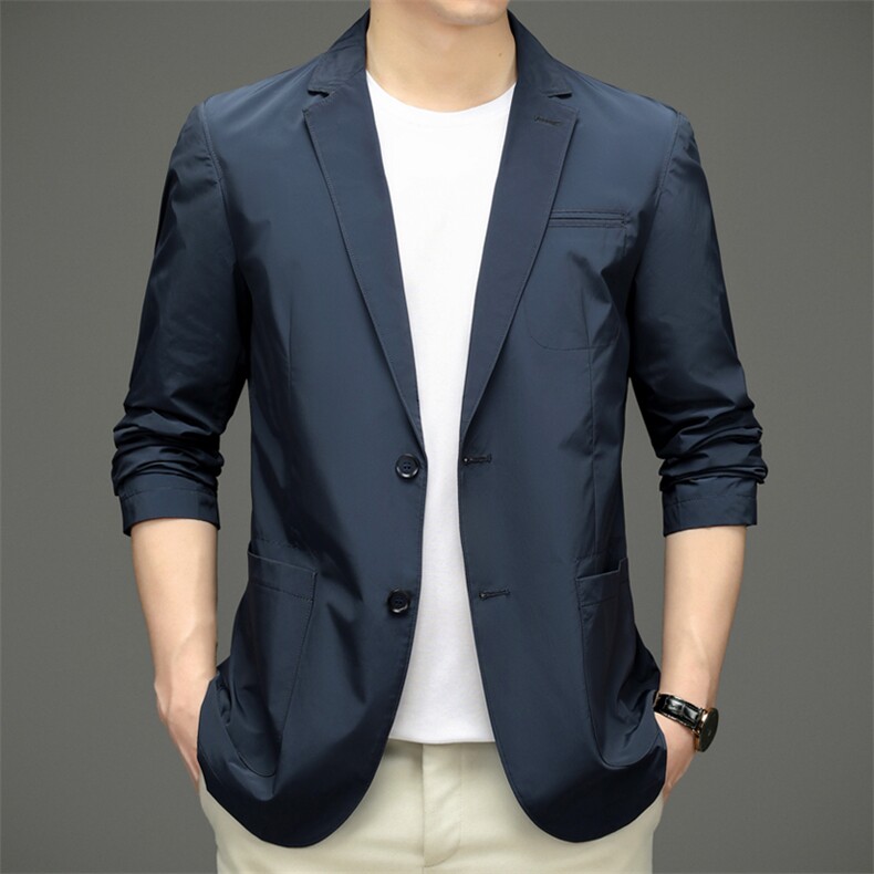 2022休闲西装男士春秋薄款西服韩版修身男装爸爸商务小西装外套潮，男装西服，钱塘6003（原4033）