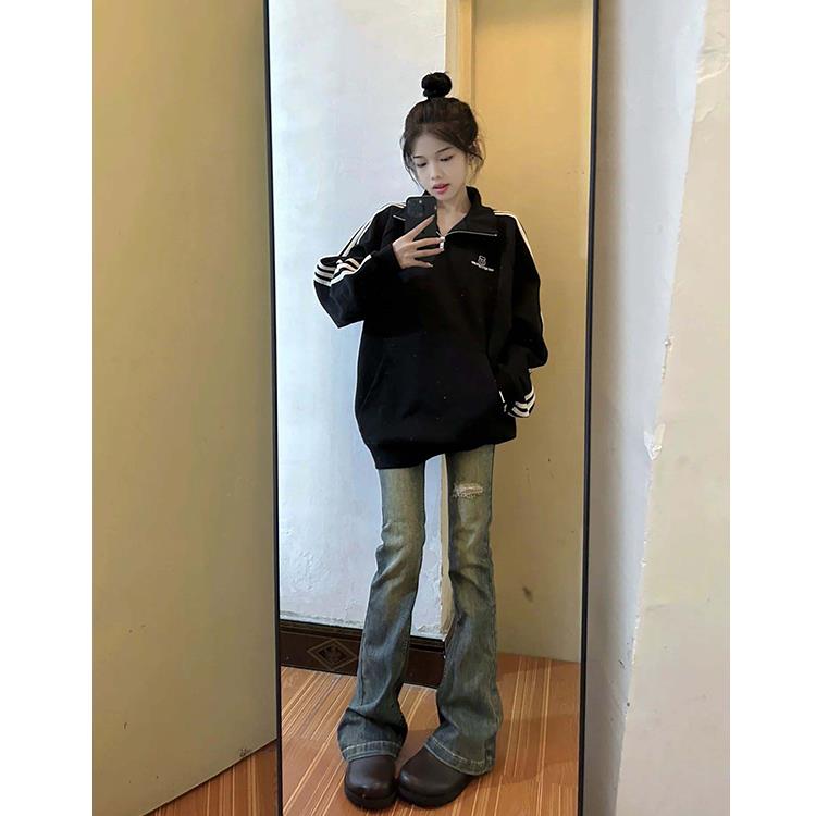 5424-P48美式街头潮牌三条杠立领宽松百搭薄款外套,女装卫衣/绒衫,星座617A-2