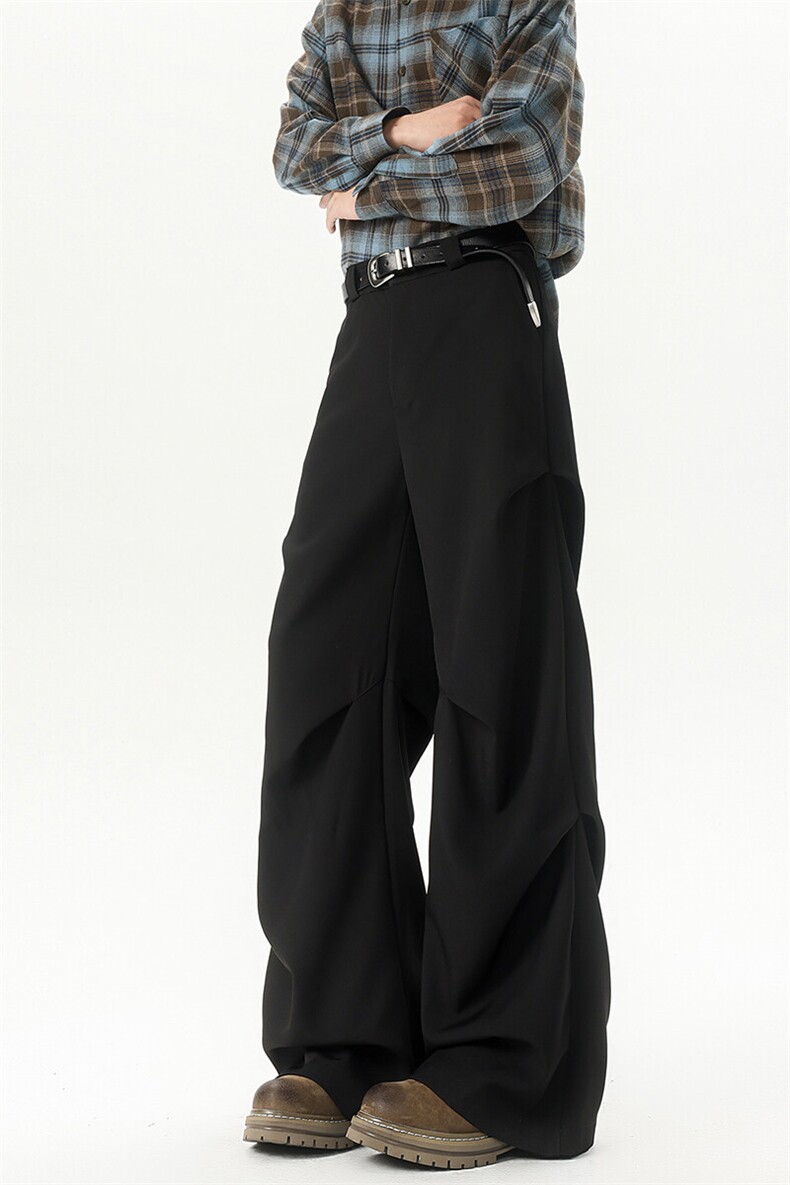 8XL-M立体褶皱设计西裤小众高街阔腿休闲裤特大码男裤K994P68控88,男装休闲裤,电商D206-1