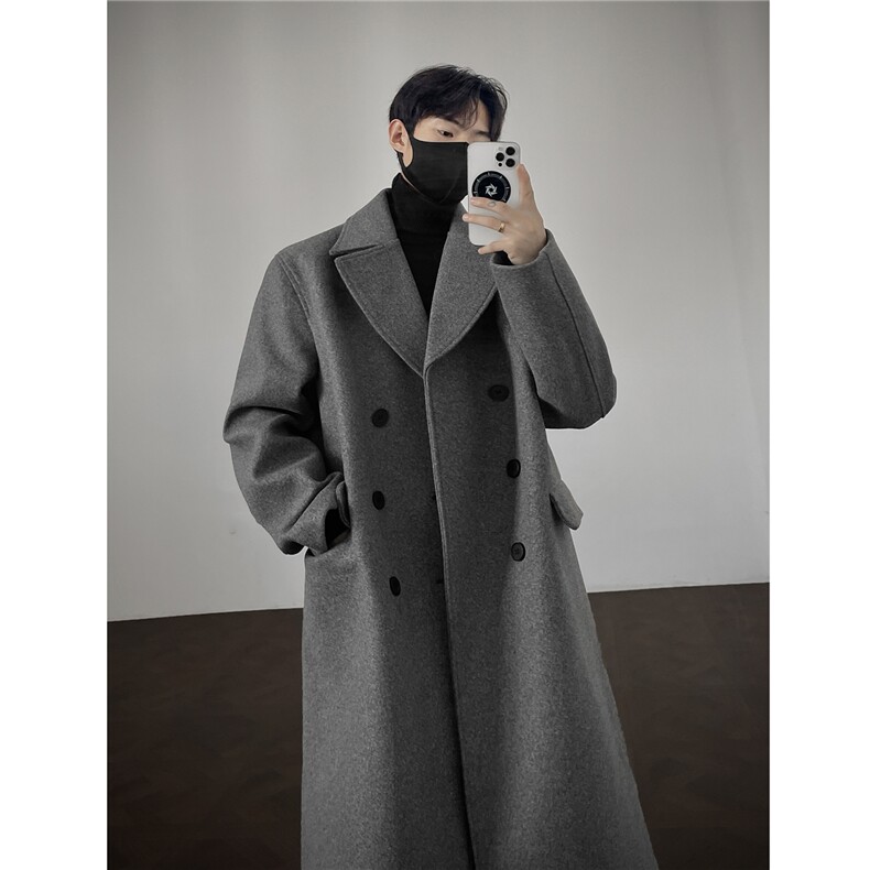 冬季加厚过膝长款毛呢大衣休闲韩版百搭休闲呢风衣外套，男装风衣，电商A430（原星座702）