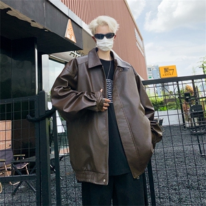 Wt332-P63美式复古宽松型痞帅机车皮衣图片