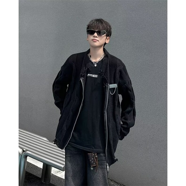 针织开衫破洞男女韩版潮流高街帅2024秋冬新款2024毛衣MZ568-P53,男装针织衫/毛衣,星座412-2
