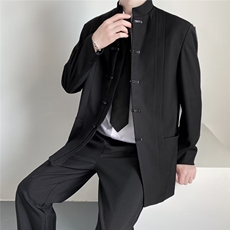 新中式中山西装外套男秋季黑色高级感休闲风小西服XZ26-P63，男装西服，星座1109-3