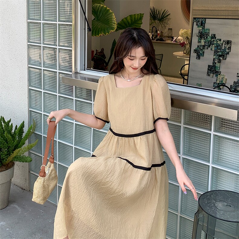 大货已出减龄拼接宽松浪漫连衣裙,女装连衣裙,MQ