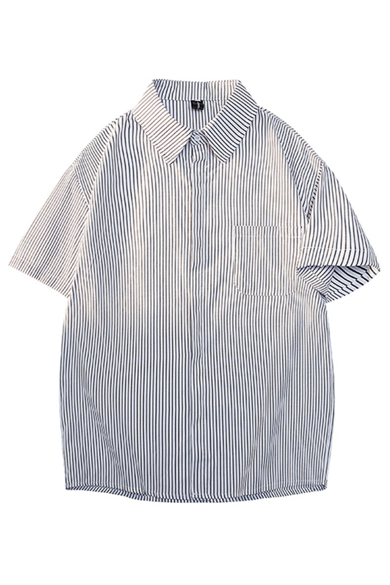 白底平铺立体条纹短袖衬衫男夏季宽松慵懒大码衬衣外套DC28001P40,男装T恤,电商B312