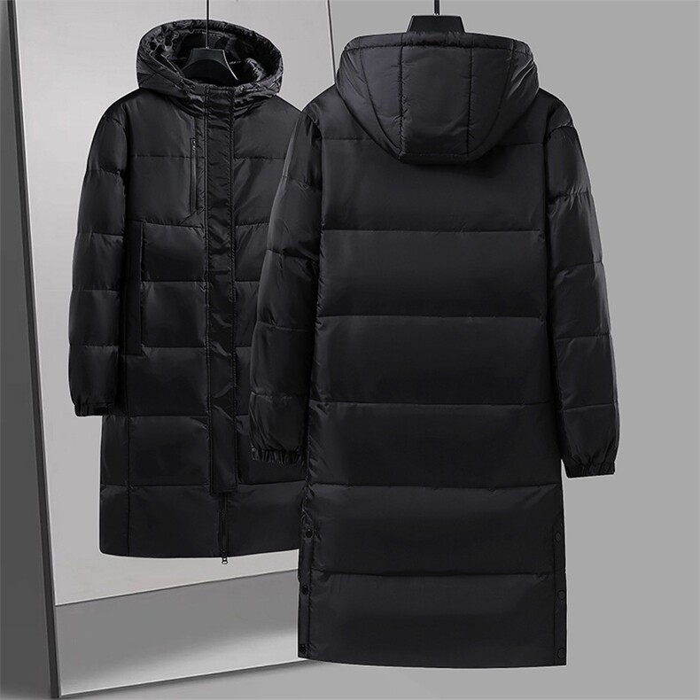 跨境石墨烯羽绒服男女长款过膝韩版冬加厚情侣连帽外套2437-P230图片