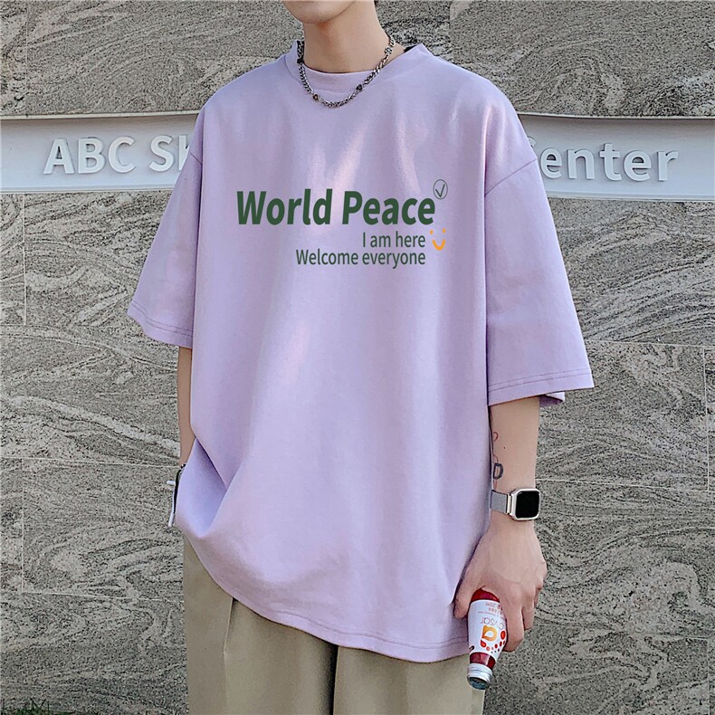 少年感海边沙滩短袖t恤男夏季宽松休闲oversize潮牌潮流半袖衣服,男装T恤,电商A426-1(原A430-1)