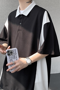 8XL-M拼接撞色短袖t恤男款夏季新款半袖POLO衫加肥加大码DT004P38图片