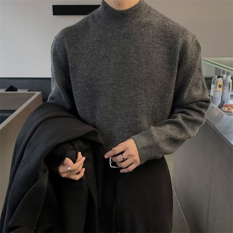 MRCYC简约复古圆领卫衣男士春季宽松基础款上衣韩系潮流套头外套图片