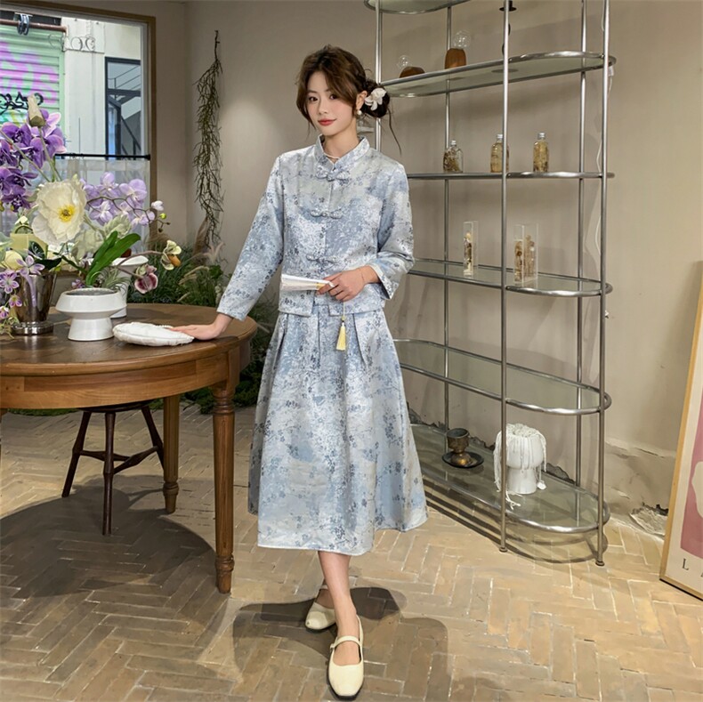 女长袖2026年春季纽扣成人四季中式女装女士精品套装学,女装套装/套裙,凡歌灵