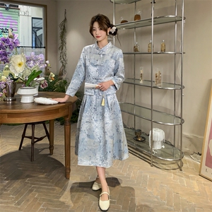 女长袖2026年春季纽扣成人四季中式女装女士精品套装学图片