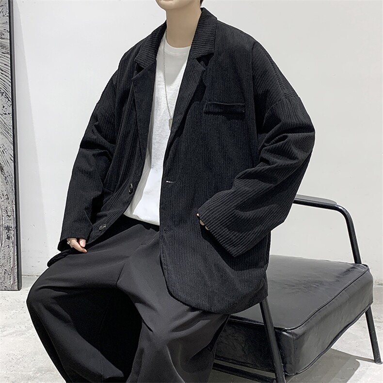 2025春装百搭灯芯绒潮流港风休闲西装外套小西服D201-DM86-P70,男装西服套装,电商D321-1