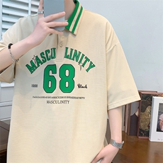 夏装青少年潮牌百搭短袖T恤印花翻领半袖男女同款630-P35控价58，男装T恤，电商A441-1