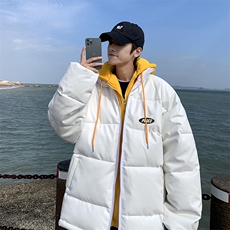 pu皮棉服外套男韩版潮流秋冬季加厚假两件棉衣面包服CW2290-P95，男装棉衣，星座512-2