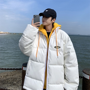 pu皮棉服外套男韩版潮流秋冬季加厚假两件棉衣面包服C  W2290-P95图片