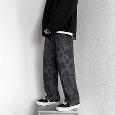 裤子男秋冬季设计感欧美高街宽松潮流阔腿K52P32,男装休闲裤,星座1116-2