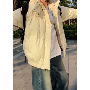 现货5W件冬季三防重磅boxy短款羽绒连帽PU皮棉衣外套防风加厚棉服图片
