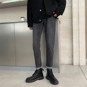 秋冬季加绒轻熟风休闲裤男蓝色修身小脚裤牛仔裤1412-1/607H/P60图片
