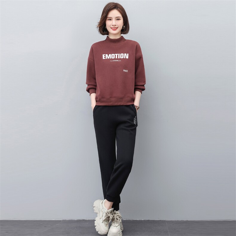 冬装女2022新款卫衣裤加绒秋冬季运动套装两件套,女装套装/套裙,涵誉