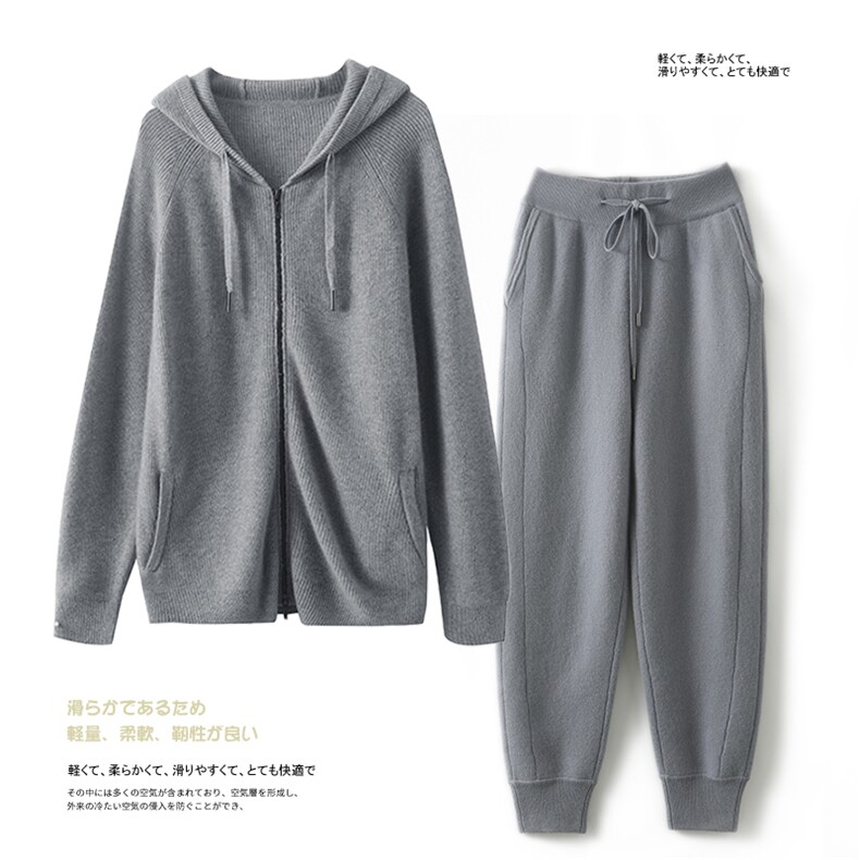 时尚男士加厚羊毛运动套装舒适保暖简约百搭，男装羊绒套衫，台绒羊绒