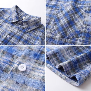X5501-TP40 控价68 美式格子上衣短袖夏季衬衫情侣百搭宽松衣服图片